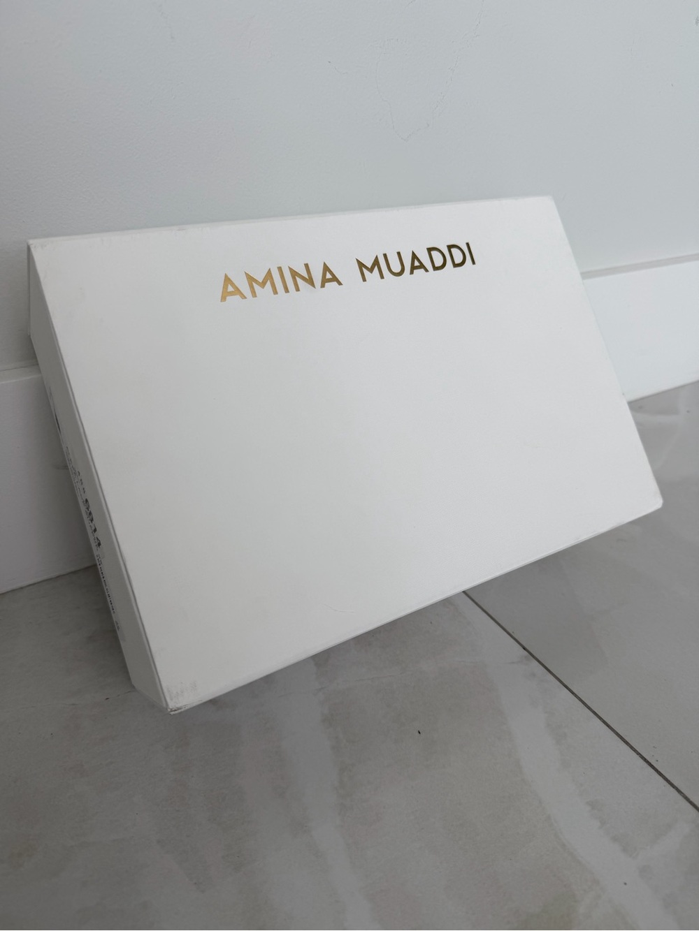 Amina Muaddi Magnetic Close Shoe Box with Gold Foil Logo